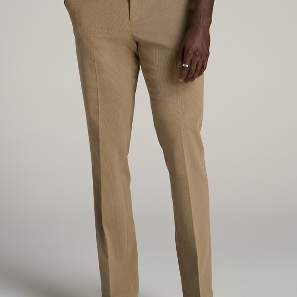 American Tall Garment Washed Stretch Chino Suit Pants for Tall Men in Desert Kha - Picture 1 of 3